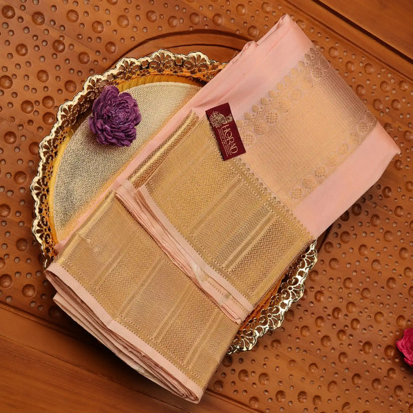 Horad Pure Silk Rose Gold  Wedding Set Shirt Material + Dhoti
