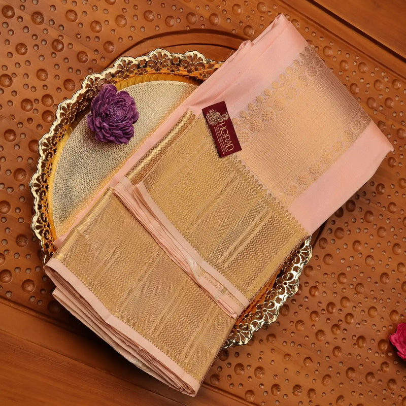 Horad Pure Silk Rose Gold  Wedding Set Shirt Material + Dhoti