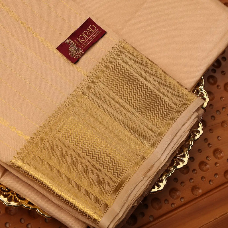 Horad Pure Silk Gold Lines Wedding Set Shirt Material + Dhoti