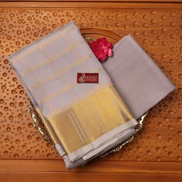 Horad Pure Silk Polar Violet Wedding Set Shirt Material + Dhoti