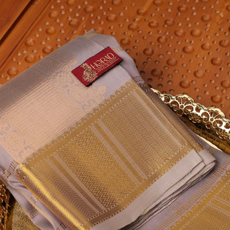 Horad Pure Silk Polar Violet Wedding Set Shirt Material + Dhoti