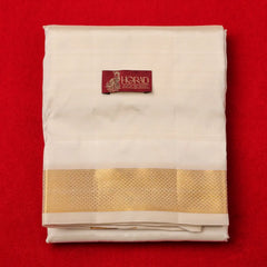 Horad Pure Silk Cream 1.75” Shirt Material + Dhoti + Angavastram (8X4)