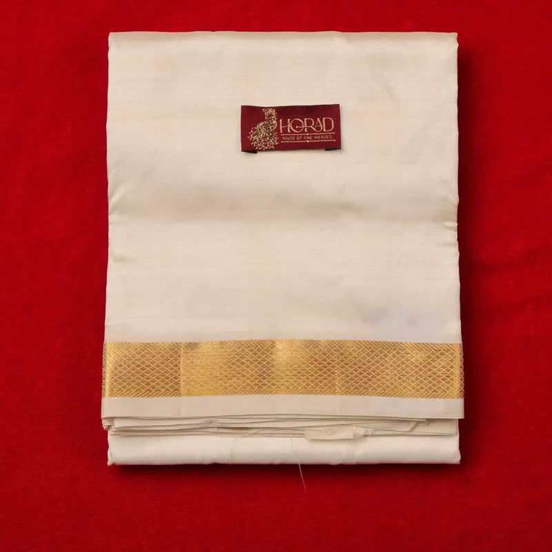 Horad Pure Silk Cream 1.25” Dhoti + Shirt Material