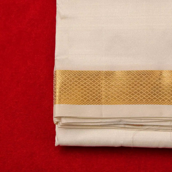 Horad Pure Silk Cream 1.25” Dhoti + Shirt Material