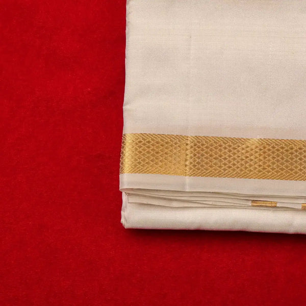 Horad Pure Silk Cream 0.50” Dhoti (9X5)