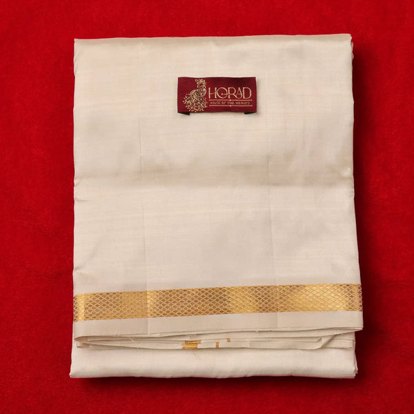 Horad Pure Silk Cream 0.25” Dhoti (9X5)