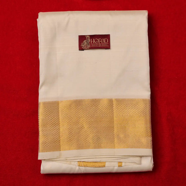 Horad Pure Silk Cream 3” Dhoti + Shirt Material