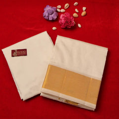 Horad Pure Silk Blend Cream 3” Dhoti + Shirt Material
