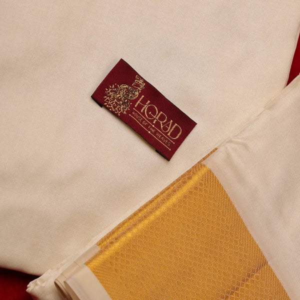 Horad Pure Silk Blend Cream 3” Dhoti + Shirt Material