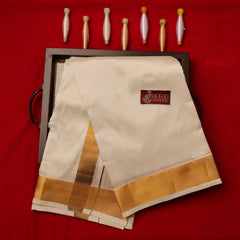 Horad Pure Silk Blend Cream 2.00” Dhoti + Shirt Material