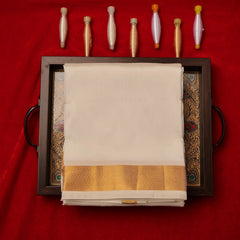 Horad Pure Silk Blend Cream 1.00” Dhoti + Shirt Material