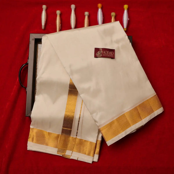 Horad Silk Blend Half White 1.25” Dhoti (9X5)