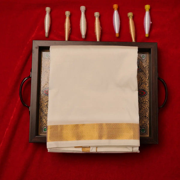 Horad Silk Blend Half White 1.00” Dhoti (8X4)