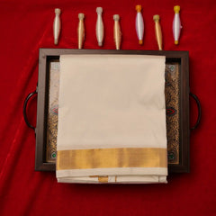 Horad Pure Silk Blend Cream 1.00” Dhoti + Shirt Material