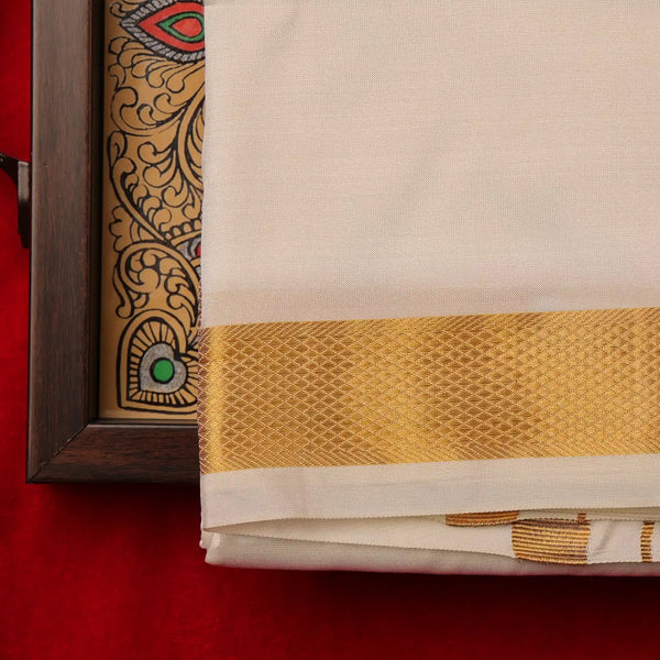 Horad Silk Blend Half White 1.00” Dhoti (10X6)