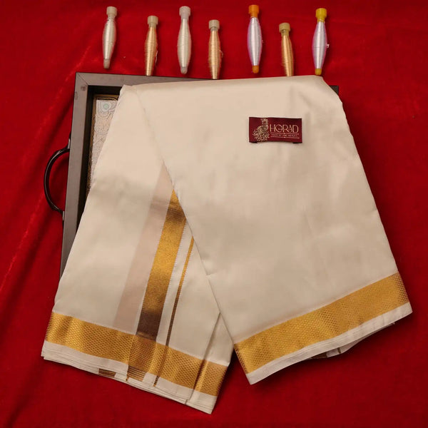 Horad Silk Blend Half White 1.00” Dhoti (9X5)