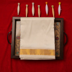 Horad Pure Silk Cream 1.00” Dhoti (9X5)