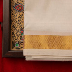 Horad Pure Silk Cream 1.00” Dhoti (10X6)