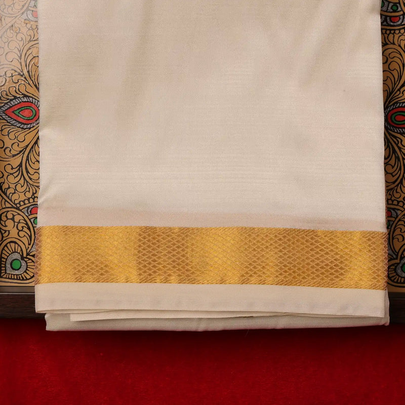 Horad Silk Blend Half White 0.75” Dhoti (9X5)