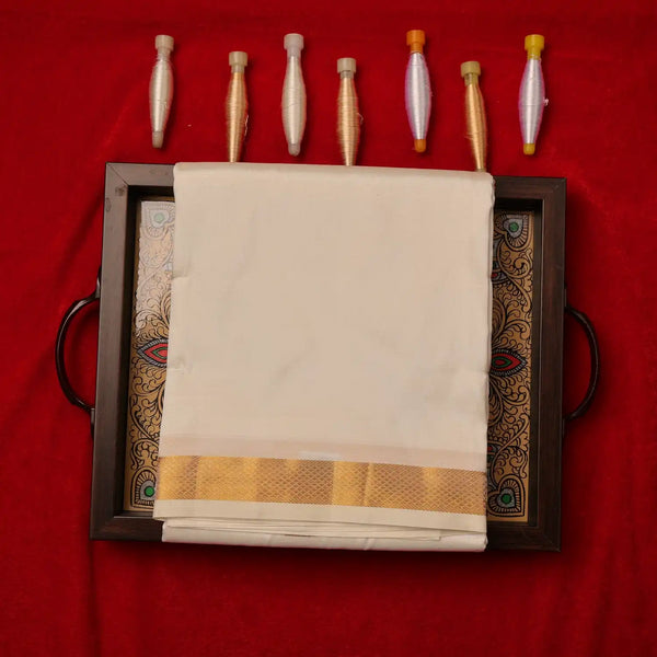 Horad Silk Blend Half White 0.50” Dhoti (10X6)