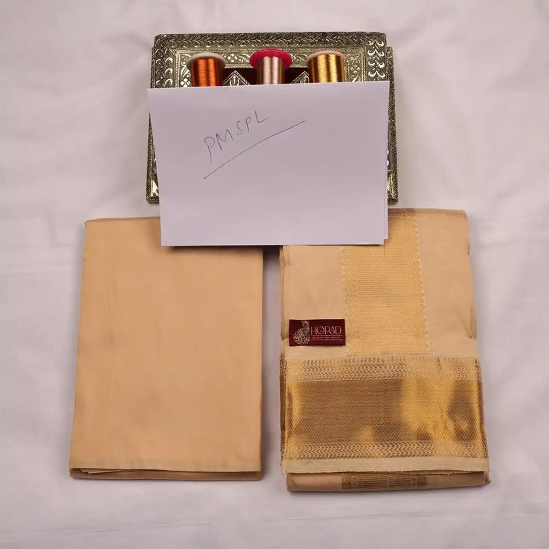 Horad Pure Silk Blend Gold Shirt Material + Dhoti ( 2 in 1 )