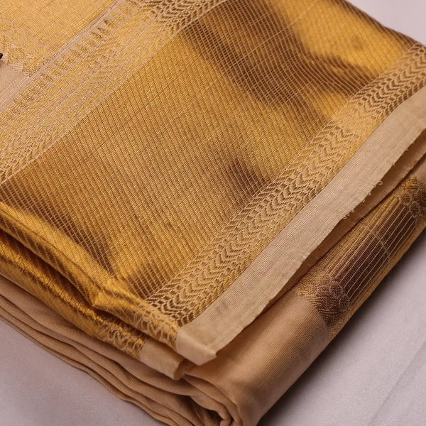 Horad Pure Silk Blend Gold Shirt Material + Dhoti ( 2 in 1 )