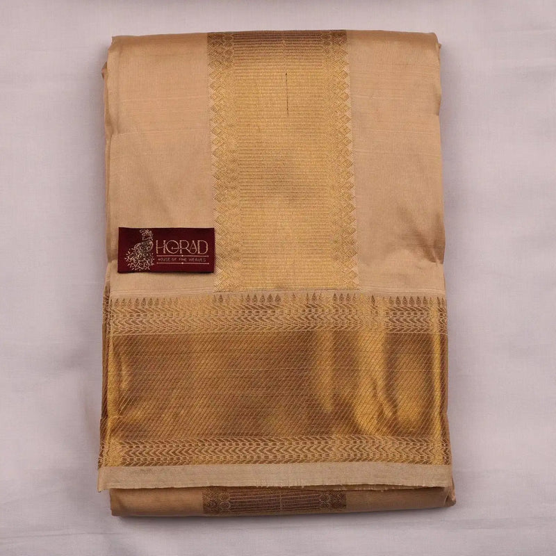 Horad Pure Silk Blend Gold Shirt Material + Dhoti ( 2 in 1 )