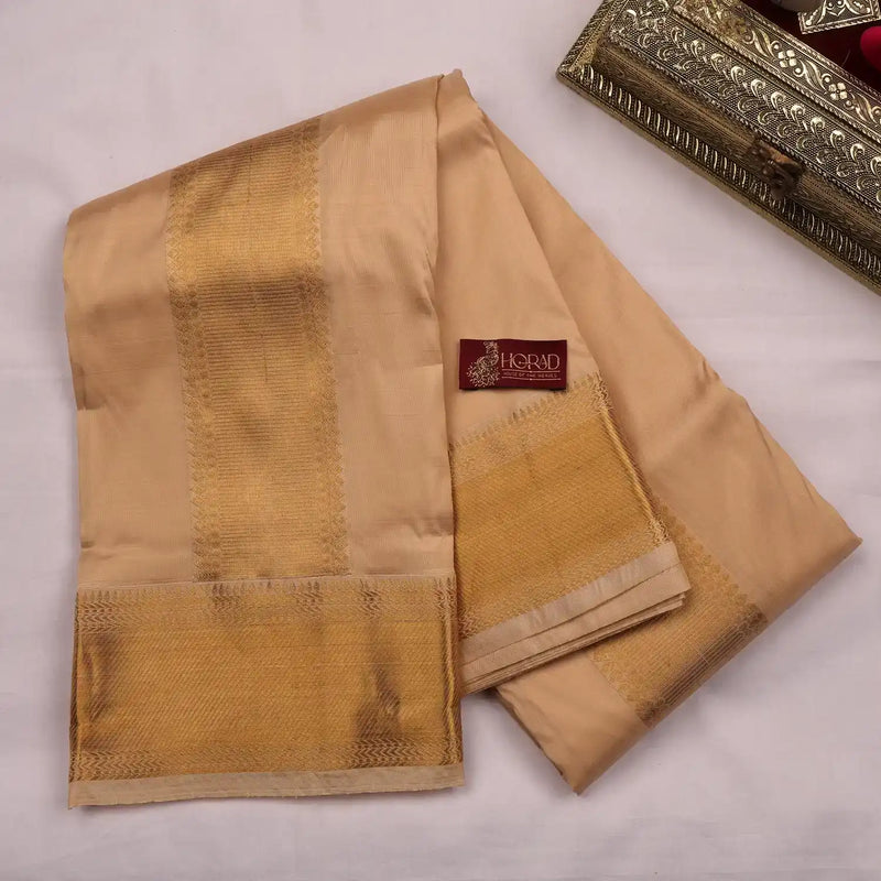 Horad Pure Silk Blend Gold Shirt Material + Dhoti ( 2 in 1 )