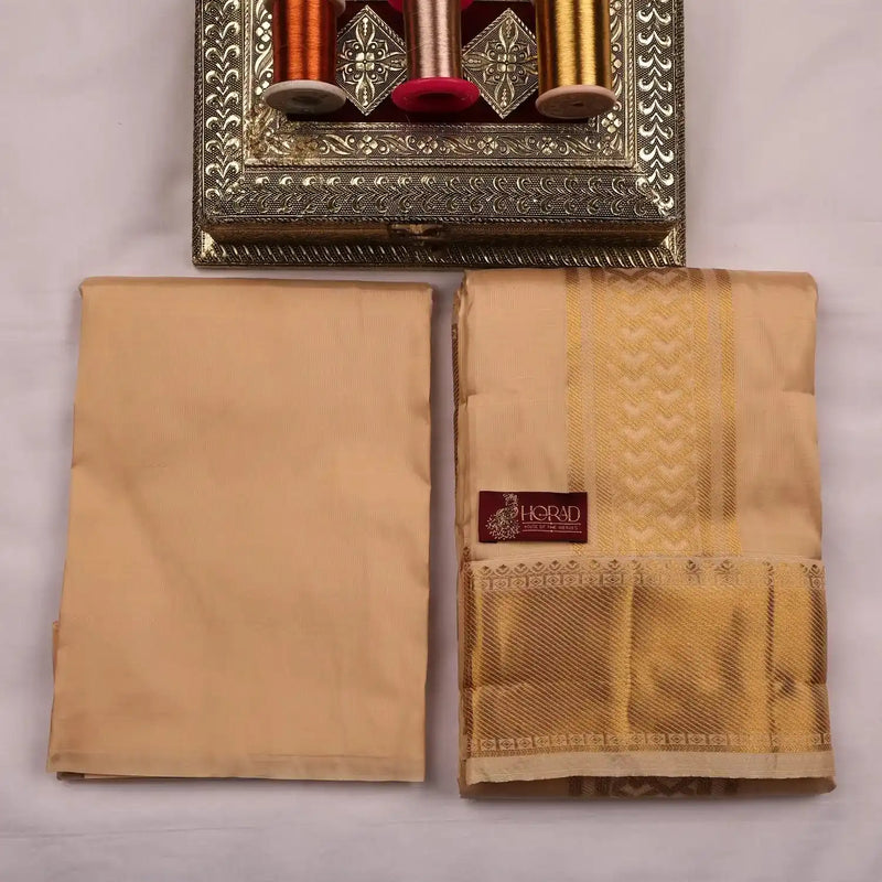 Horad Pure Silk Blend Gold Shirt Material + Dhoti
