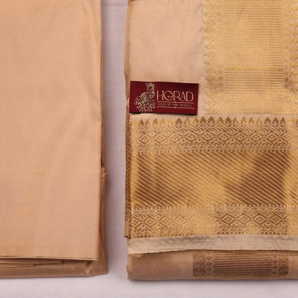 Horad Pure Silk Blend Gold Shirt Material + Dhoti ( 2 in 1 )