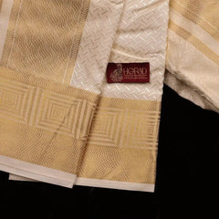 Horad Premium Art Silk Cream Emboss Shirt Material+Dhoti ( 2 in 1)