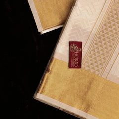 Horad Premium Art Silk Cream Emboss Shirt Material+Dhoti ( 2 in 1)