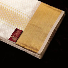 Horad Premium Art Silk Cream Emboss Shirt Material+Dhoti ( 2 in 1)