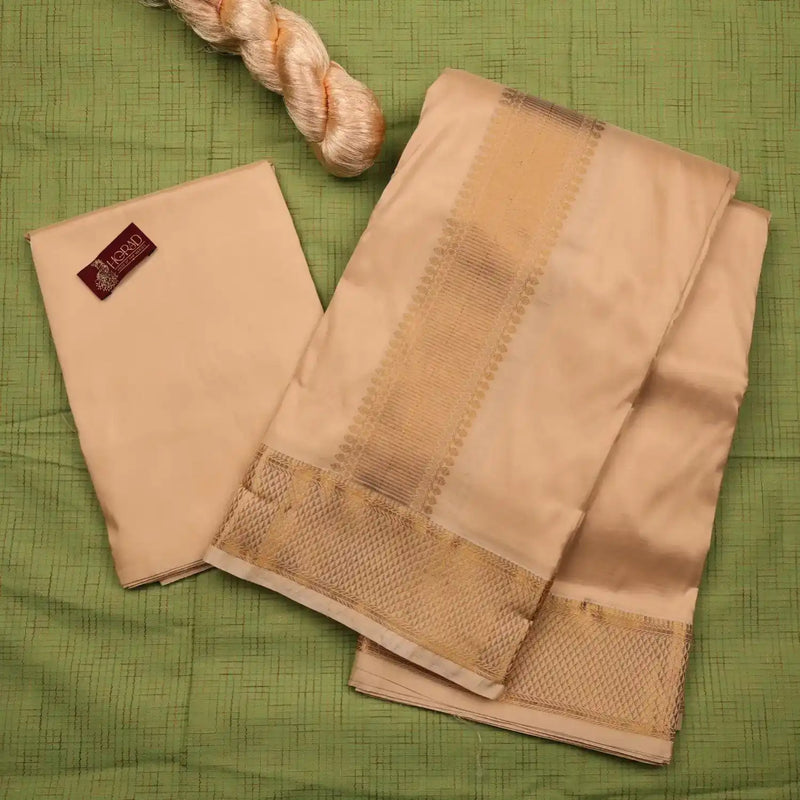 Horad Pure Silk Blend Gold Shirt Material + Dhoti ( 2 in 1 )
