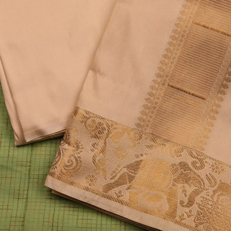 Horad Pure Silk Blend Gold Elephant Shirt Material + Dhoti ( 2 in 1 )