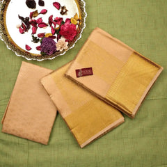 Horad Premium Art Silk Gold Emboss Shirt Material + Dhoti + Angavastram