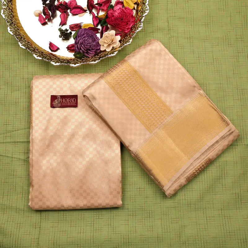 Horad Pure Silk Blend Gold Emboss Shirt Material + Dhoti ( 2 in 1 )