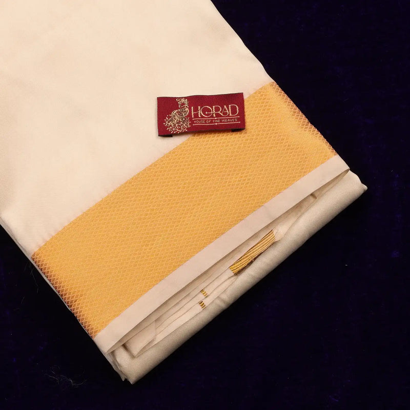 Horad Premium Art Silk Cream 2.75” Dhoti + Shirt Material