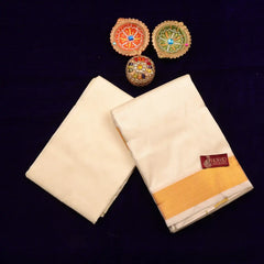Horad Premium Art Silk Cream 2.50” Dhoti + Shirt Material