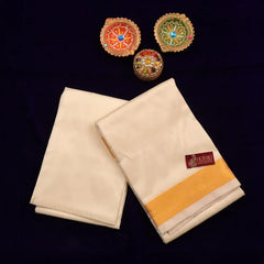 Horad Premium Art Silk Cream 2.25” Dhoti + Shirt Material