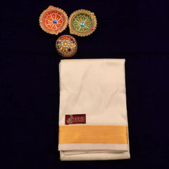 Horad Premium Art Silk Cream 2.25” Dhoti + Shirt Material