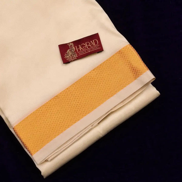 Horad Premium Art Silk Cream 1.75” Dhoti + Shirt Material