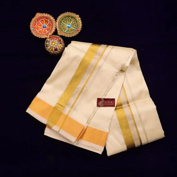 Horad Premium Art Silk Cream 1.75” Dhoti + Shirt Material