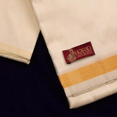 Horad Premium  Art Silk Cream 1.00” Dhoti + Shirt Material