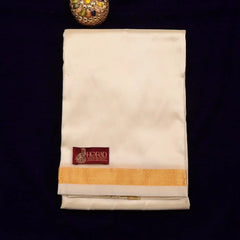 Horad Premium  Art Silk Cream 1.00” Dhoti + Shirt Material
