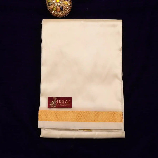 Horad Premium  Art Silk Cream 1.00” Dhoti + Shirt Material