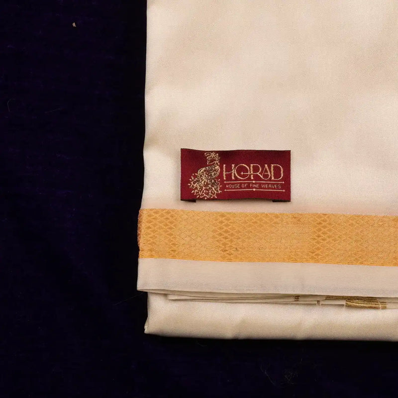 Horad Premium  Art Silk Cream 1.00” Dhoti + Shirt Material