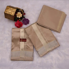 HORAD Premium Art Silk Sandstone Shirt Material (3 Meter) + (9X5) Dhoti + Angavastram
