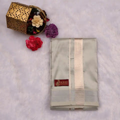 HORAD Premium Art Silk Steel Grey  Shirt Material (3 Meter) + (9X5) Dhoti + Angavastram