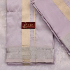 HORAD Premium Art Silk Lavender Shirt Material (3 Meter) + (9X5) Dhoti + Angavastram